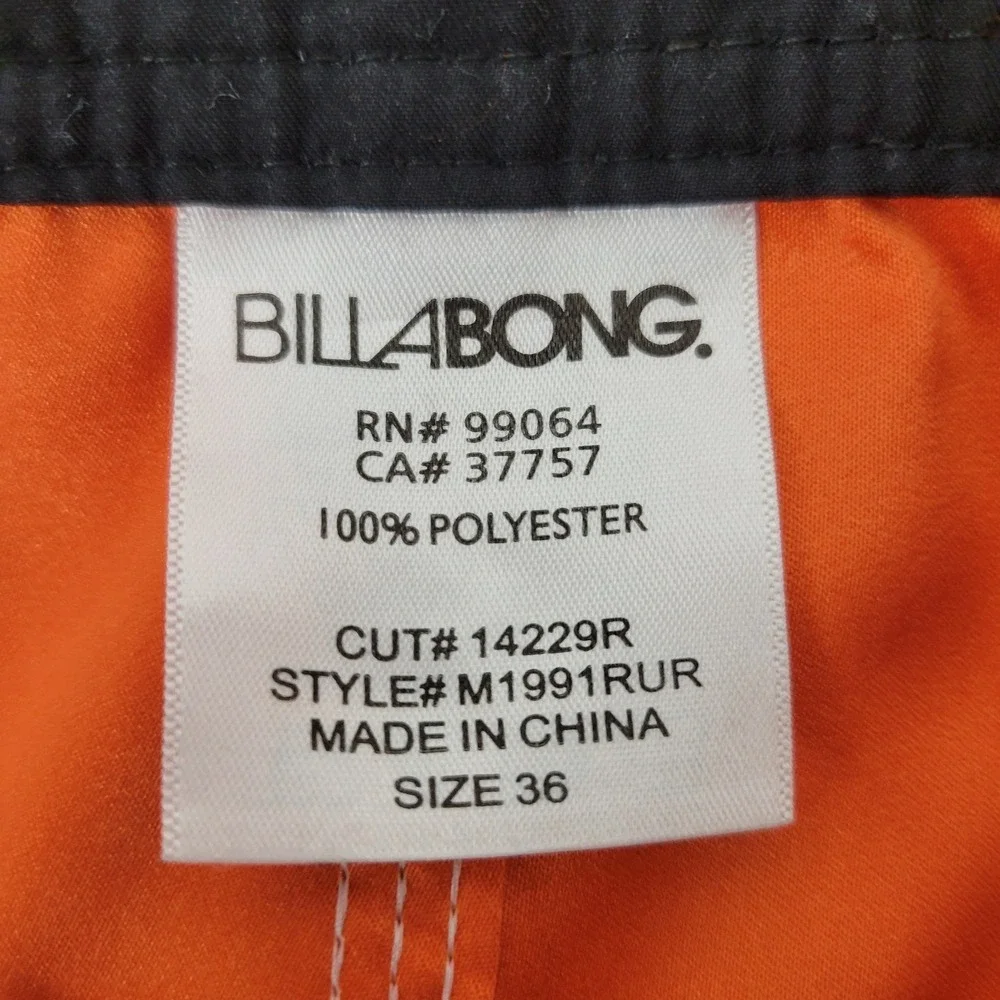 Vintage Billabong Board Shorts Mens 36‎ Burnt Orange Surf Swim Cargo Pockets